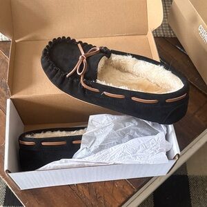 Black Moccasin Slippers